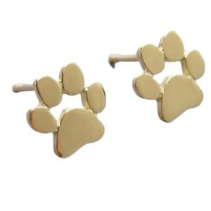 Men's Dog Cat Paw Print Gold Sud Pierced Earrings